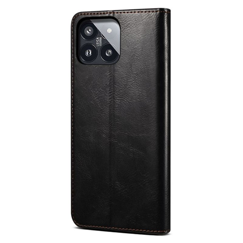 Læder Cover Xiaomi 14 Pro Telefon Etui Vokset Kunstlæder