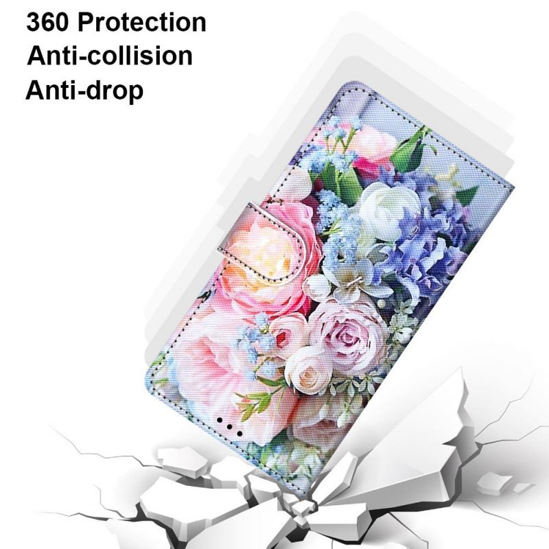 Flip Cover Samsung Galaxy M53 5G Blomster Med Snor