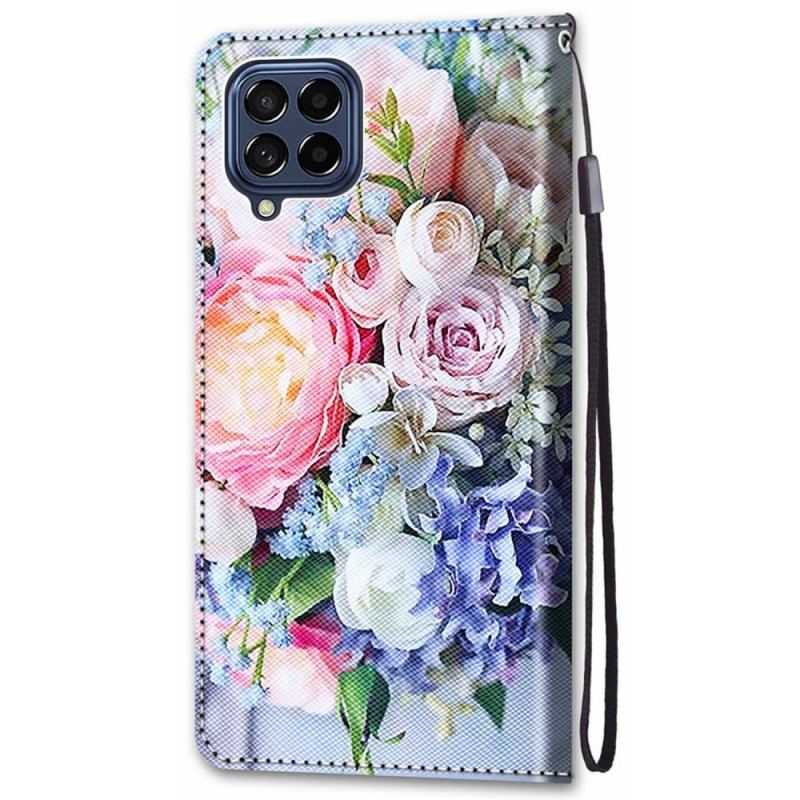 Flip Cover Samsung Galaxy M53 5G Blomster Med Snor