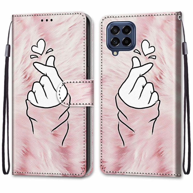 Flip Cover Samsung Galaxy M53 5G Finger Hjerte