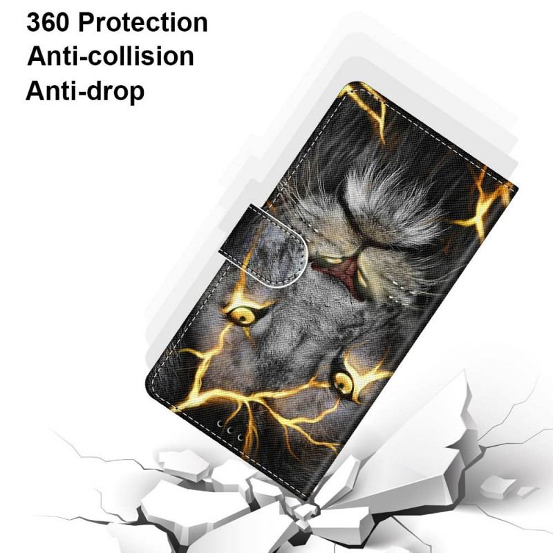 Flip Cover Samsung Galaxy M53 5G Med Snor Feline On Fire Med Strop