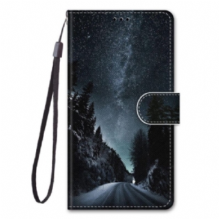 Flip Cover Samsung Galaxy M53 5G Med Snor Lanyard Landskab