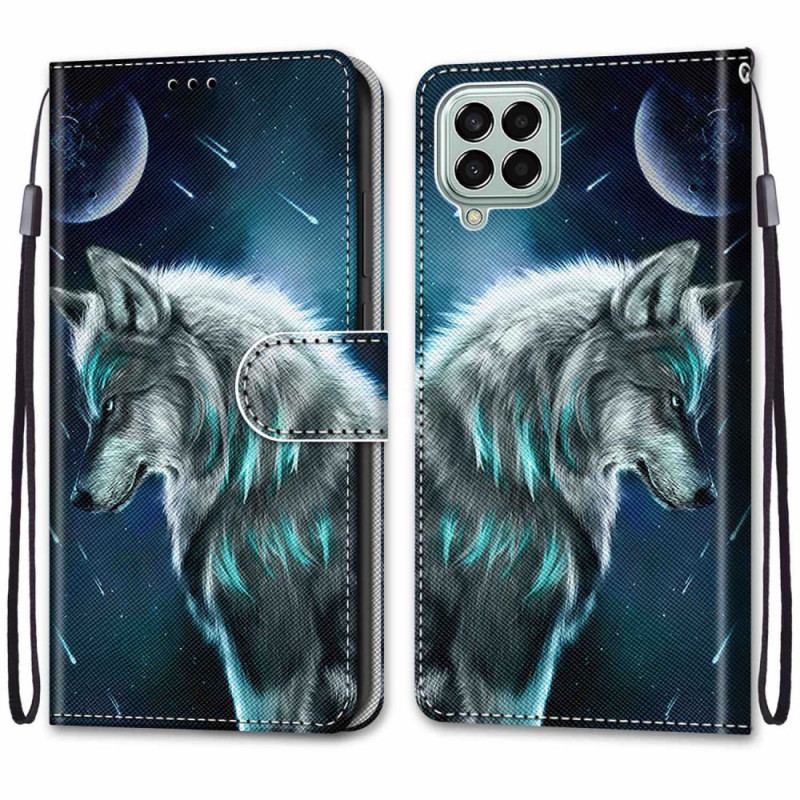 Flip Cover Samsung Galaxy M53 5G Med Snor Lanyard Wolf