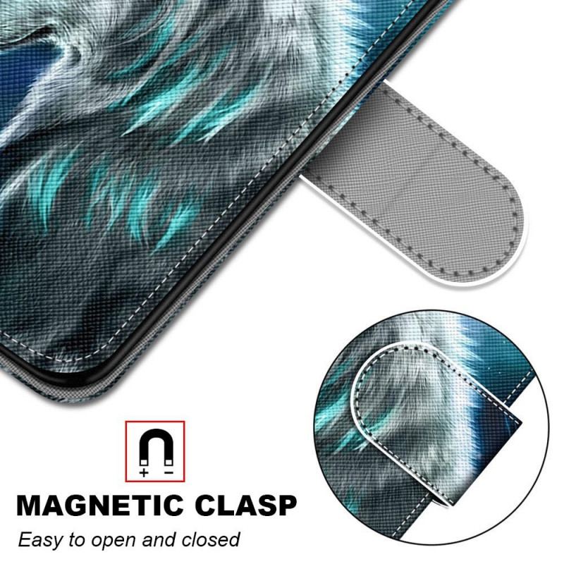 Flip Cover Samsung Galaxy M53 5G Med Snor Lanyard Wolf