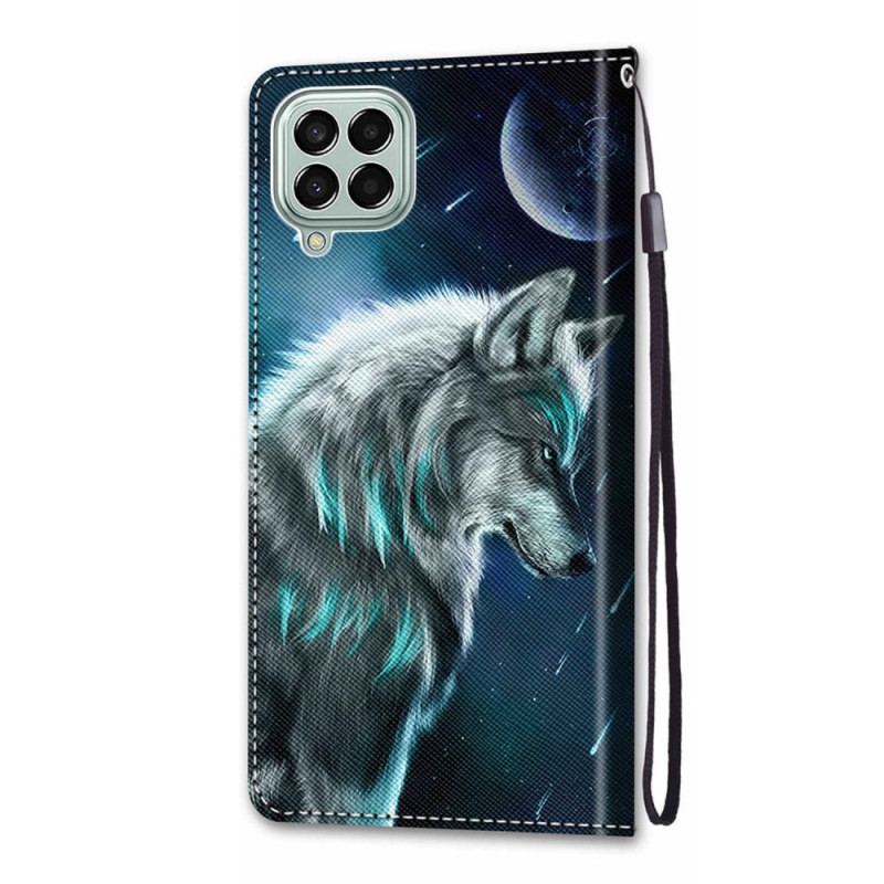 Flip Cover Samsung Galaxy M53 5G Med Snor Lanyard Wolf