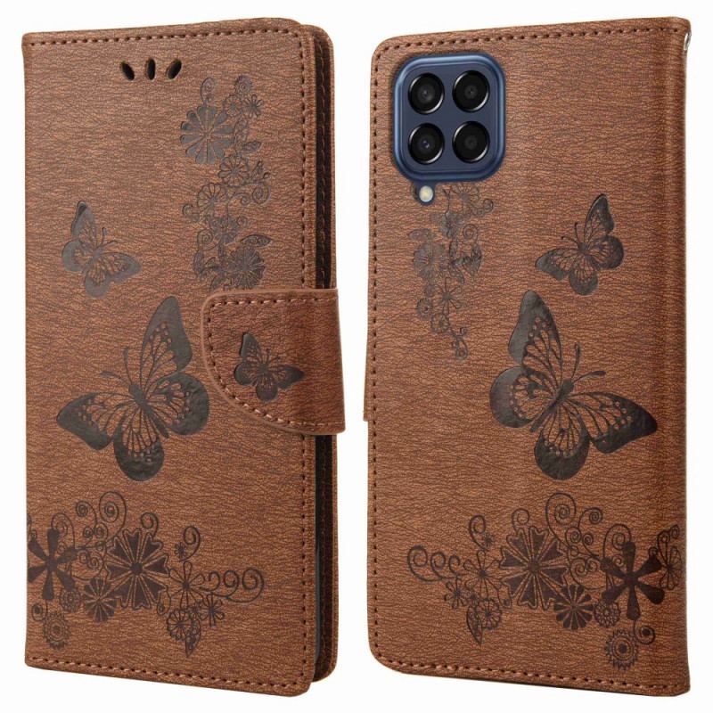 Flip Cover Samsung Galaxy M53 5G Med Snor Strappy Butterflies Design