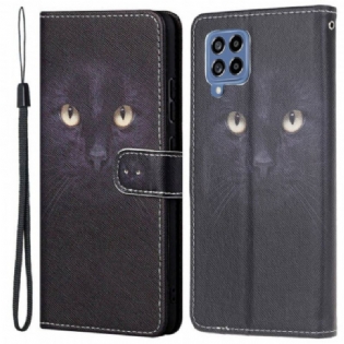 Flip Cover Samsung Galaxy M53 5G Med Snor Strappy Cat Eyes