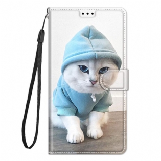 Flip Cover Samsung Galaxy M53 5G Med Snor Thong Cat Fan