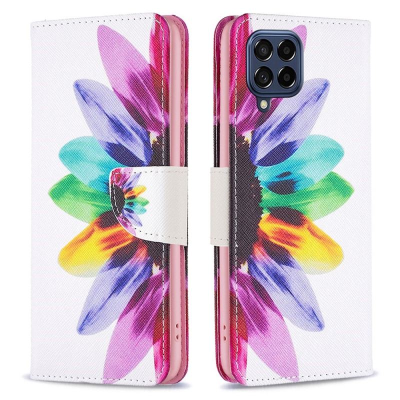 Læder Cover Samsung Galaxy M53 5G Akvarel Blomst