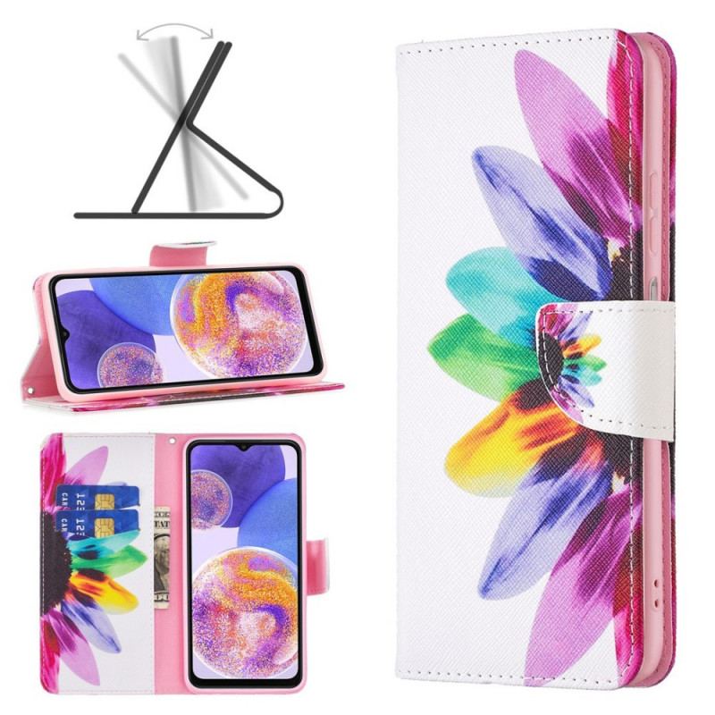 Læder Cover Samsung Galaxy M53 5G Akvarel Blomst