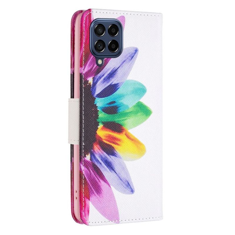 Læder Cover Samsung Galaxy M53 5G Akvarel Blomst