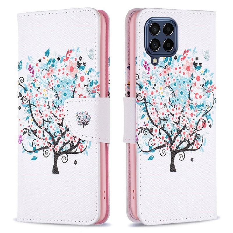 Læder Cover Samsung Galaxy M53 5G Blomstret Træ