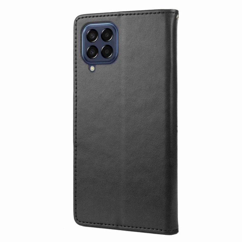 Læder Cover Samsung Galaxy M53 5G Med Snor Rem Blomster