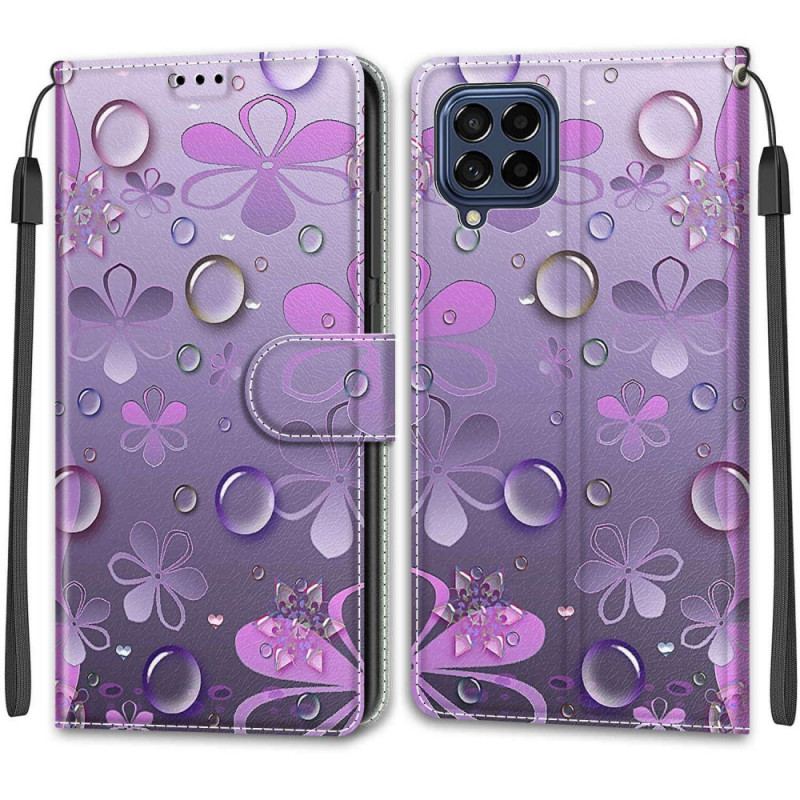 Læder Cover Samsung Galaxy M53 5G Med Snor Thong Drops