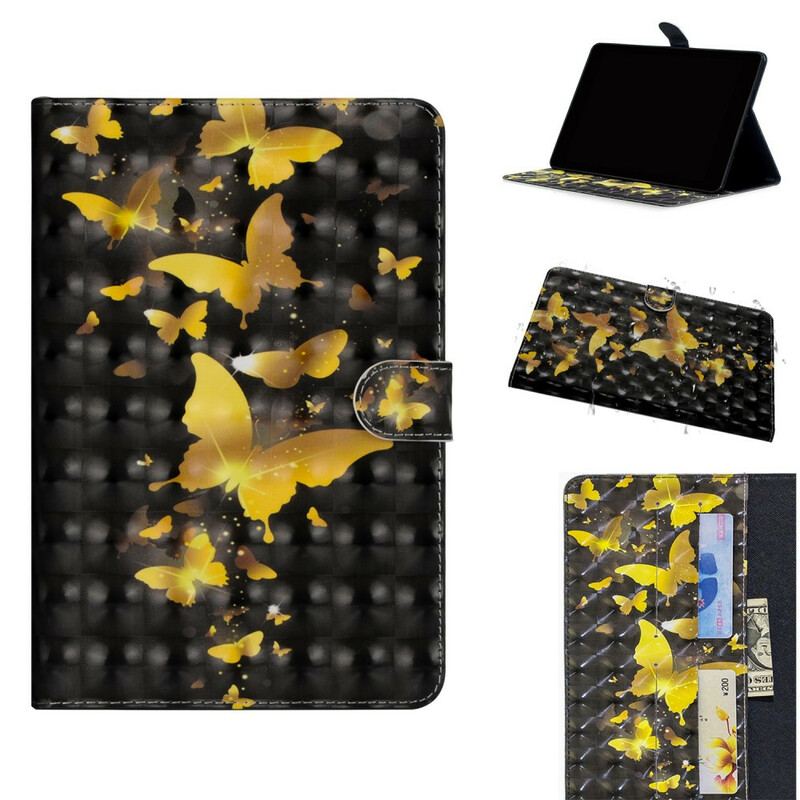 Flip Cover iPad 10.2" (2020) (2019) Gule Sommerfugle