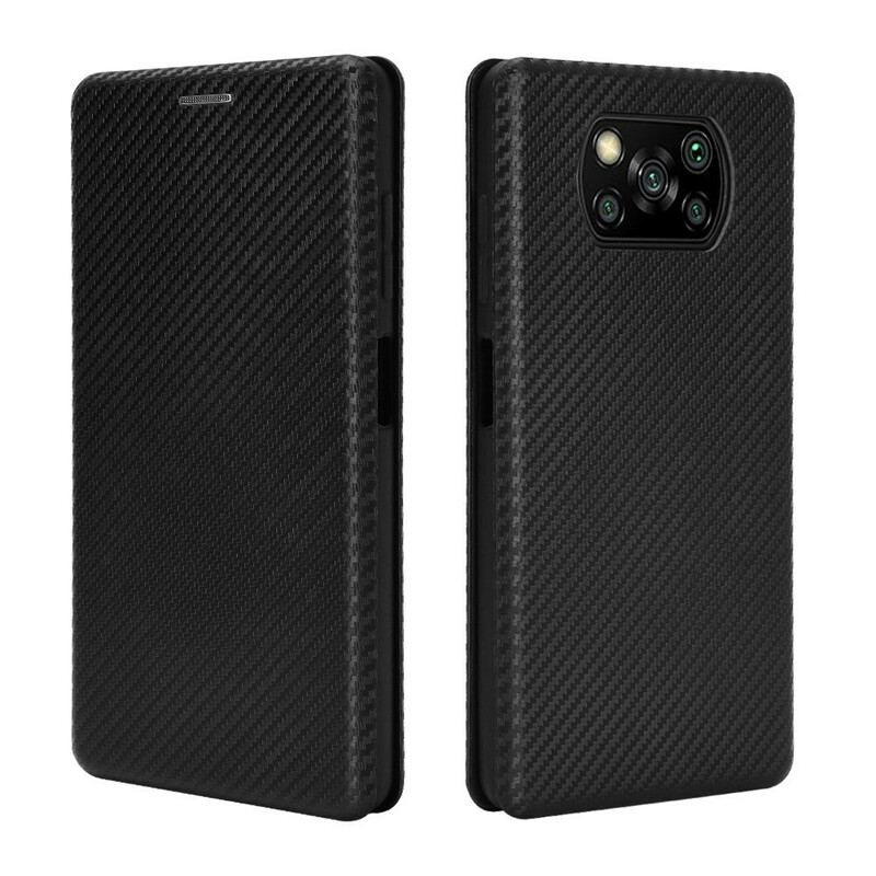 Cover Poco X3 / X3 Pro / X3 NFC Flip Cover Kulfiber Med Støttering