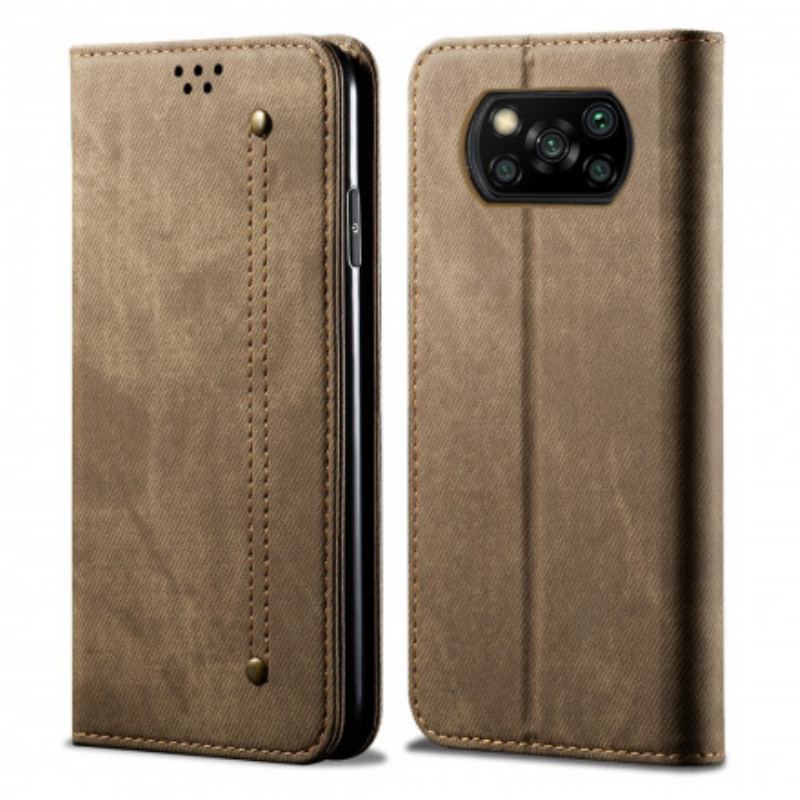 Cover Poco X3 / X3 Pro / X3 NFC Flip Cover Tekstur På Jeans I Imiteret Læder