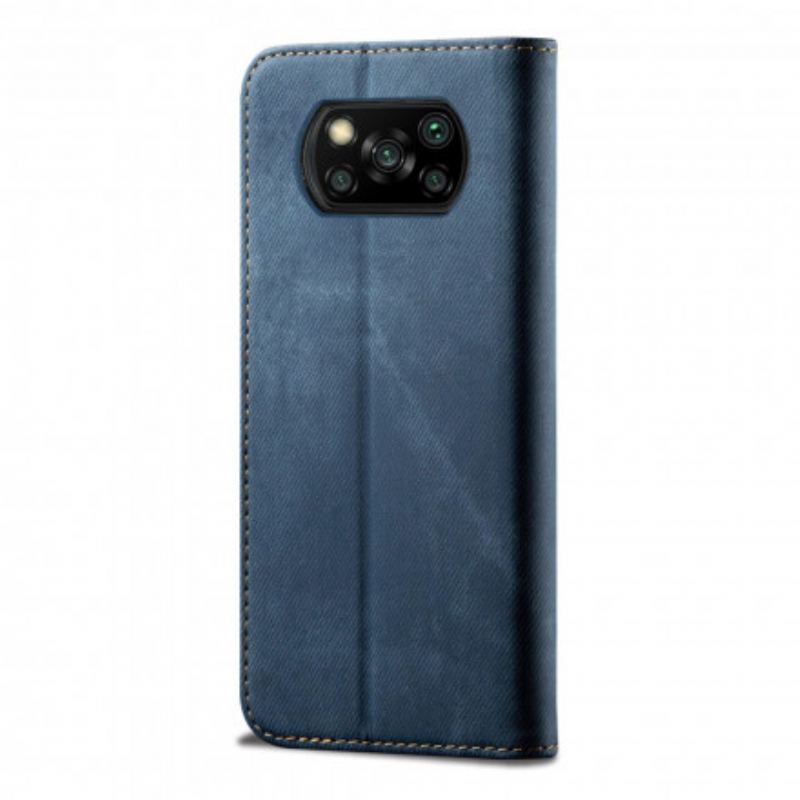 Cover Poco X3 / X3 Pro / X3 NFC Flip Cover Tekstur På Jeans I Imiteret Læder