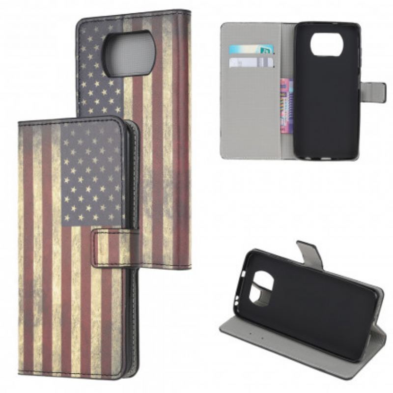 Flip Cover Poco X3 / X3 Pro / X3 NFC Amerikansk Flag