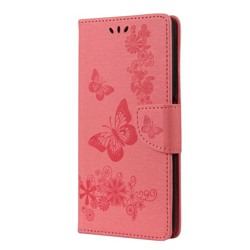 Flip Cover Poco X3 / X3 Pro / X3 NFC Kun Sommerfugle Med Snor