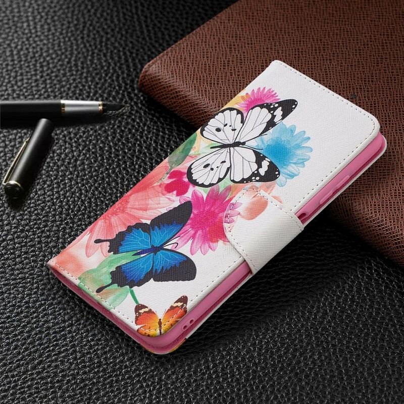 Flip Cover Poco X3 / X3 Pro / X3 NFC Malede Sommerfugle Og Blomster