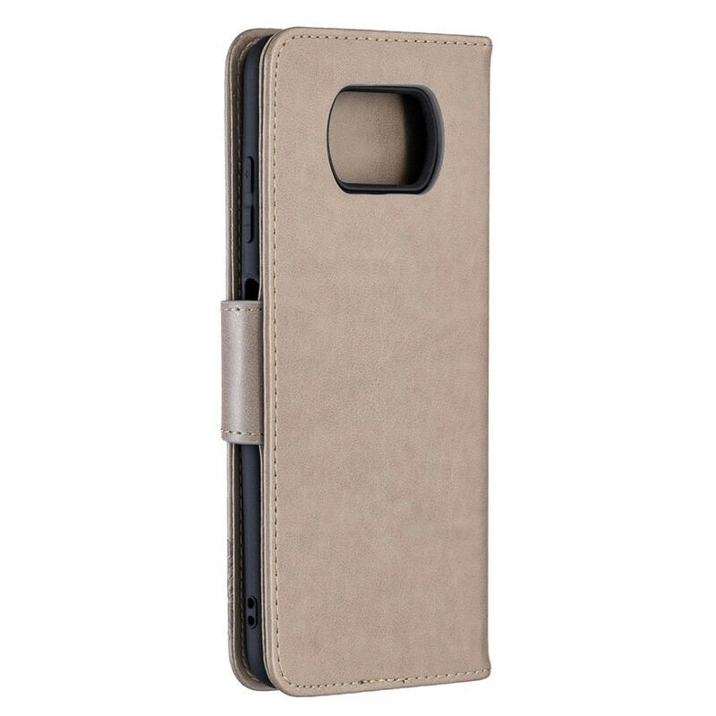 Flip Cover Poco X3 / X3 Pro / X3 NFC Med Snor Sommerfugle Trykt Strappy