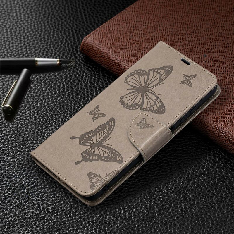 Flip Cover Poco X3 / X3 Pro / X3 NFC Med Snor Sommerfugle Trykt Strappy