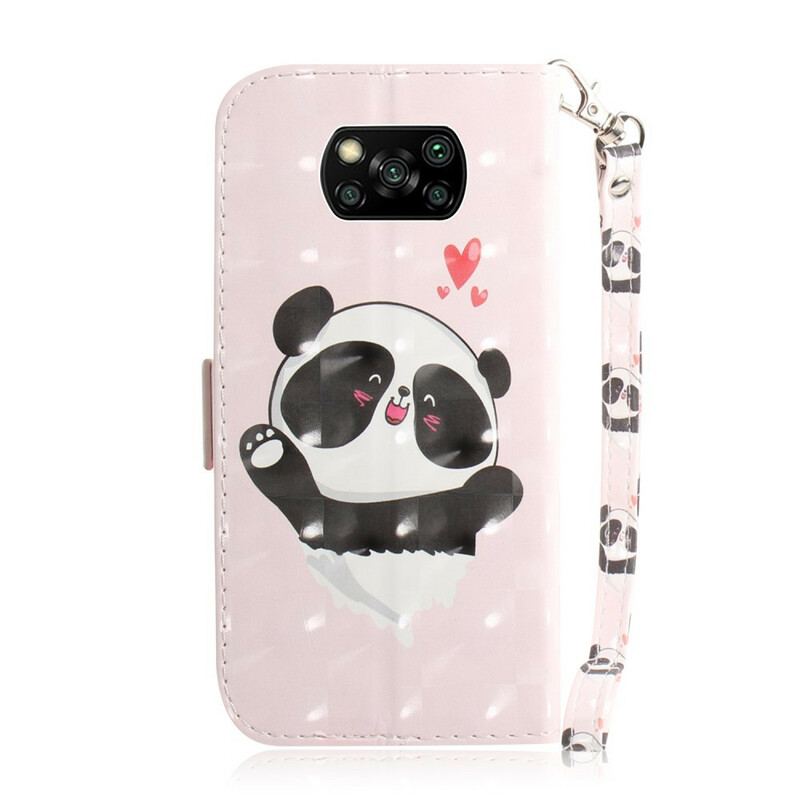 Læder Cover Poco X3 / X3 Pro / X3 NFC Med Snor Panda Love Med Snor