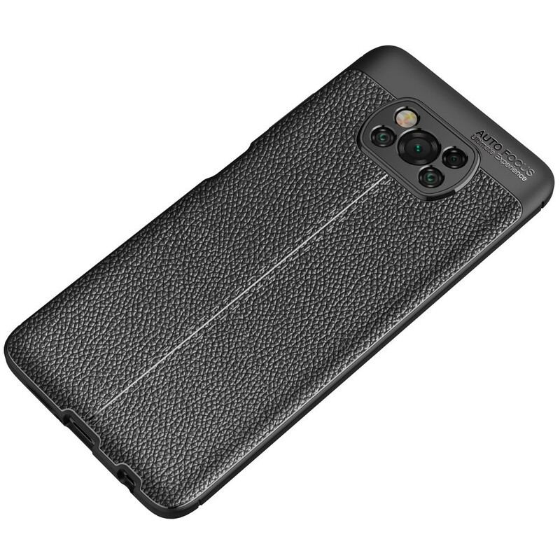 Mobilcover Poco X3 / X3 Pro / X3 NFC Dobbelt Linje Litchi Læder Effekt