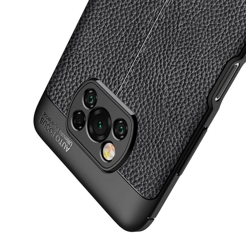 Mobilcover Poco X3 / X3 Pro / X3 NFC Dobbelt Linje Litchi Læder Effekt