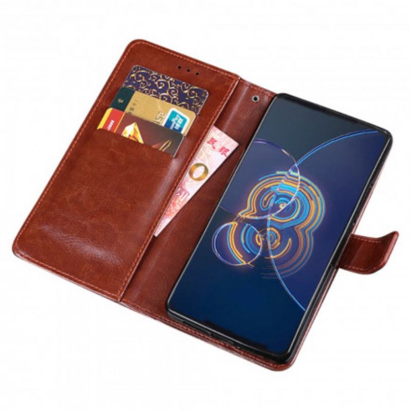 Flip Cover Asus Zenfone 8 Flip Læder Cover Imiteret Læder Idewei