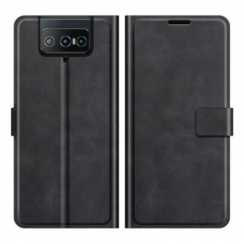 Flip Cover Asus Zenfone 8 Flip Læder Cover Slank Imiteret Læder