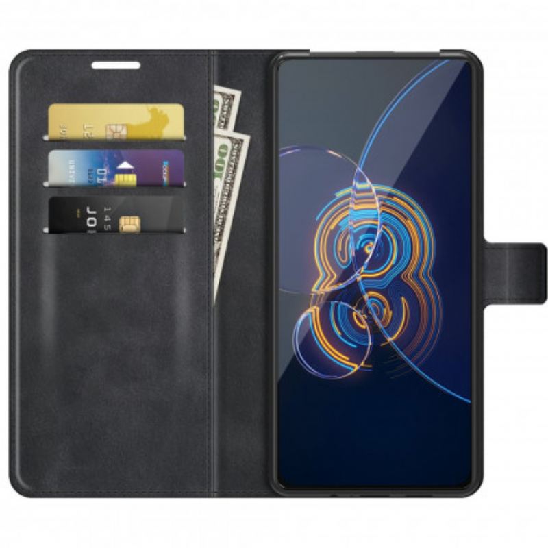 Flip Cover Asus Zenfone 8 Flip Læder Cover Slank Imiteret Læder