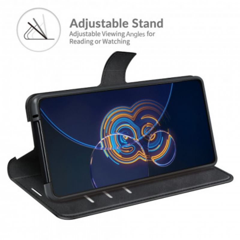 Flip Cover Asus Zenfone 8 Flip Læder Cover Slank Imiteret Læder