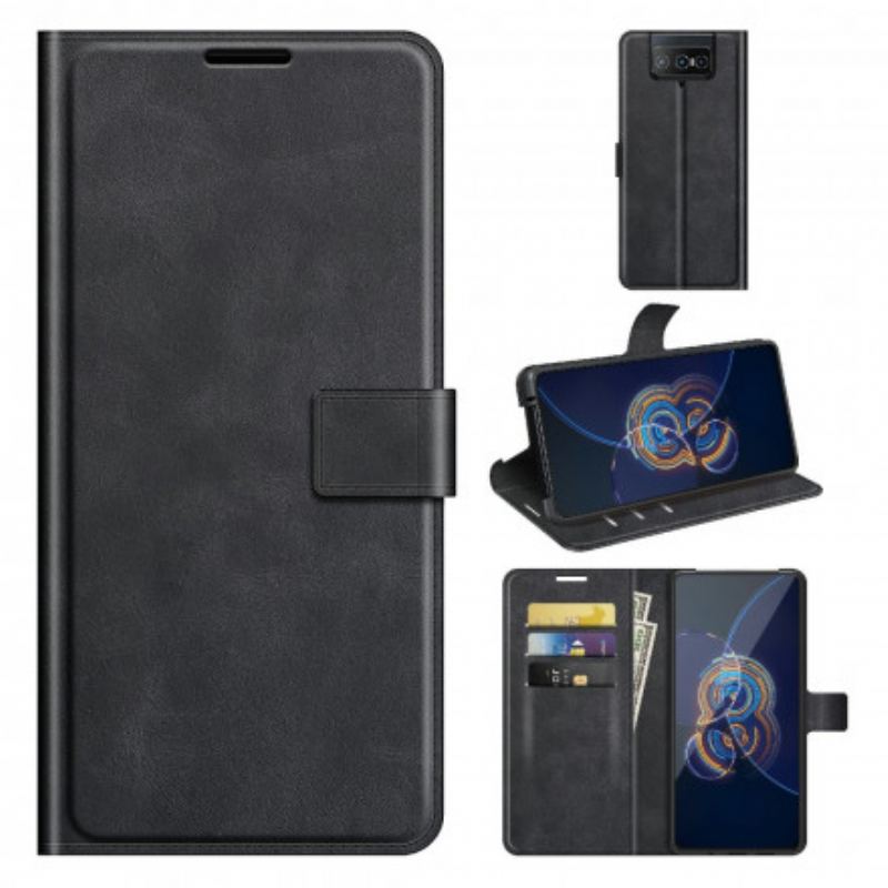 Flip Cover Asus Zenfone 8 Flip Læder Cover Slank Imiteret Læder