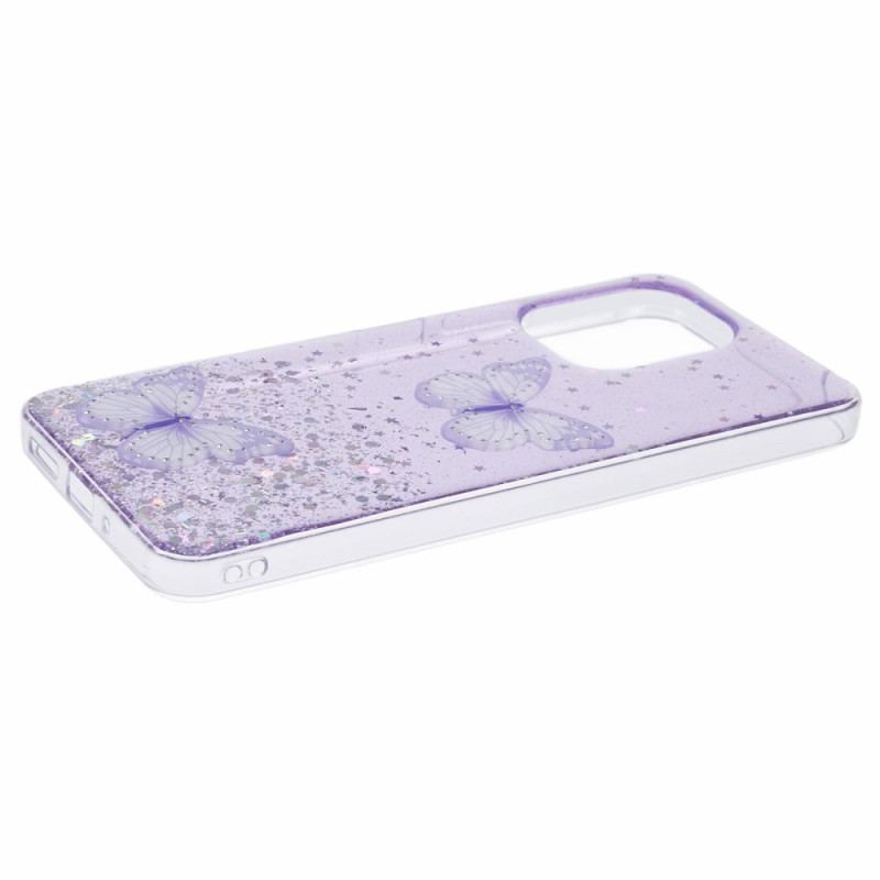 Cover Poco C65 Telefon Etui To Sommerfugle Pailletter