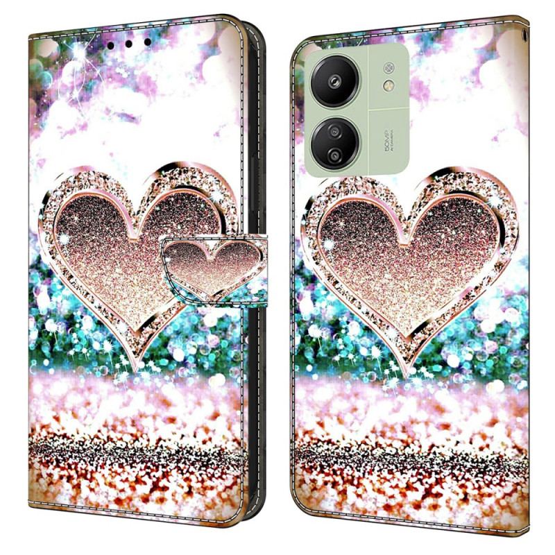 Flip Cover Poco C65 Pink Diamanthjerter