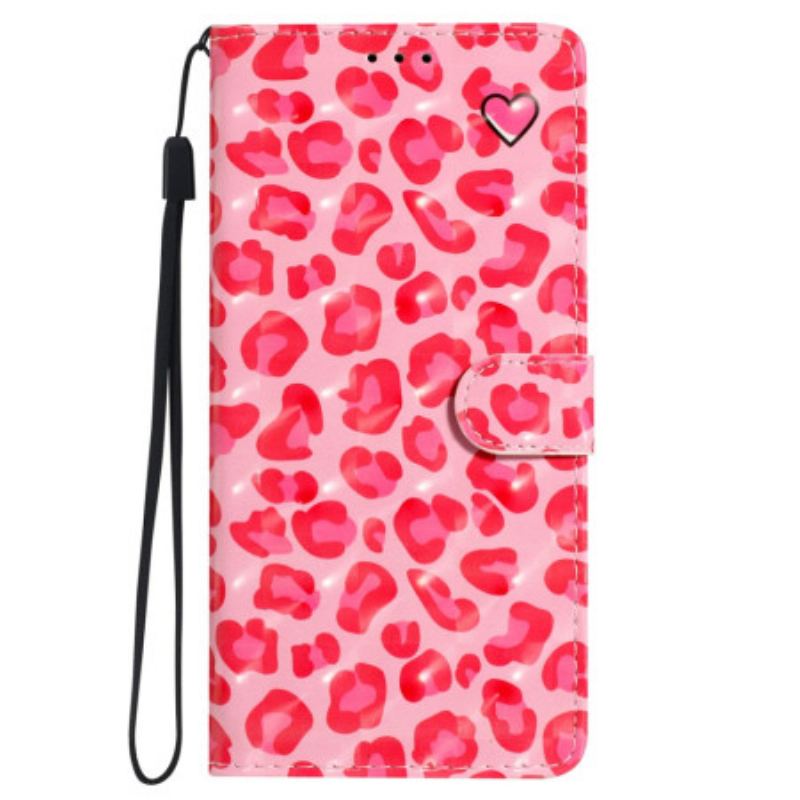 Flip Cover Poco C65 Pink Leopard Print Med Rem