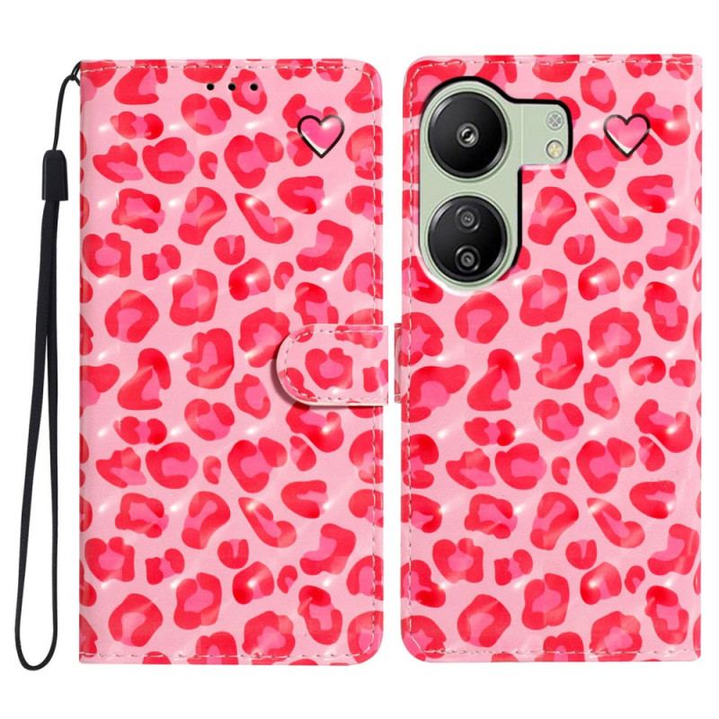 Flip Cover Poco C65 Pink Leopard Print Med Rem