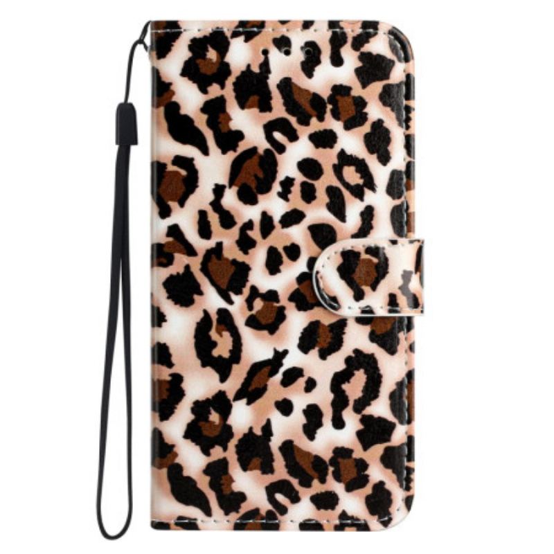 Flip Cover Poco C65 Strappy Med Leopardtryk