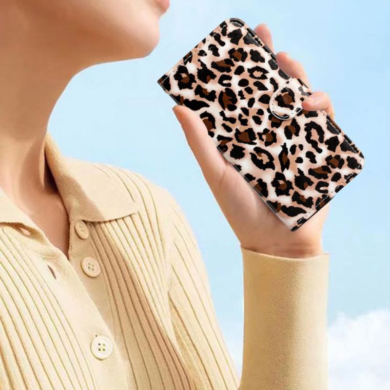 Flip Cover Poco C65 Strappy Med Leopardtryk