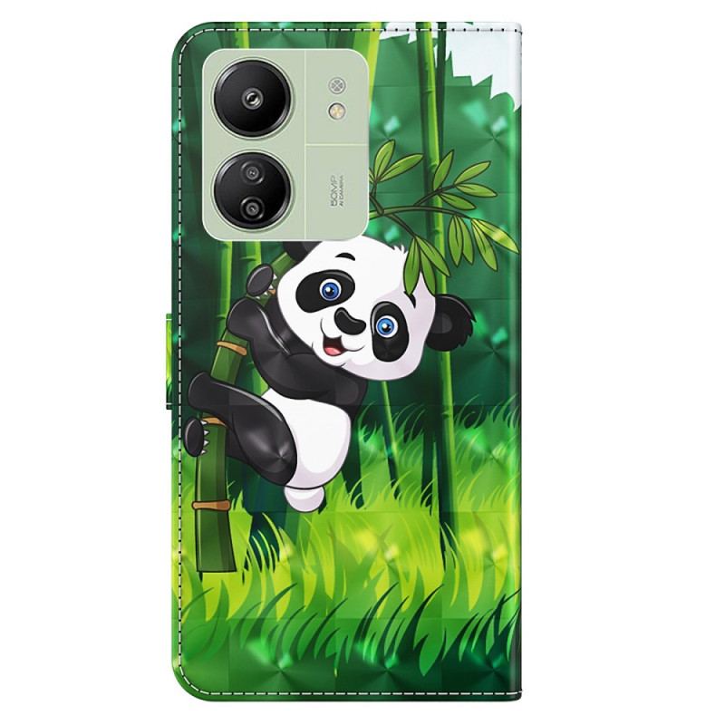 Flip Cover Til Poco C65 Bambus Panda Med Rem