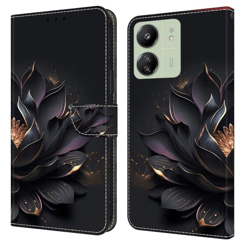 Læder Cover Poco C65 Telefon Etui Lilla Lotus