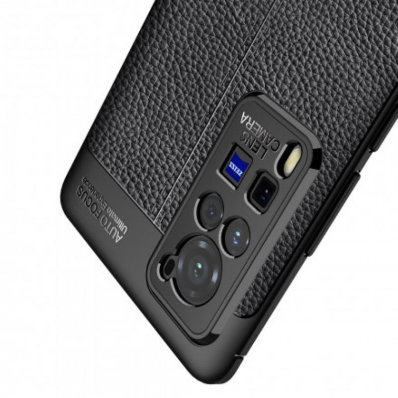 Cover Vivo X60 Pro Dobbelt Linje Litchi Læder Effekt