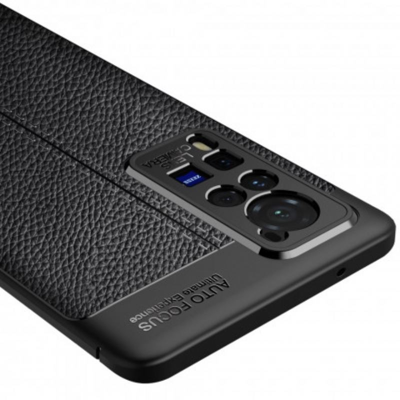 Cover Vivo X60 Pro Dobbelt Linje Litchi Læder Effekt