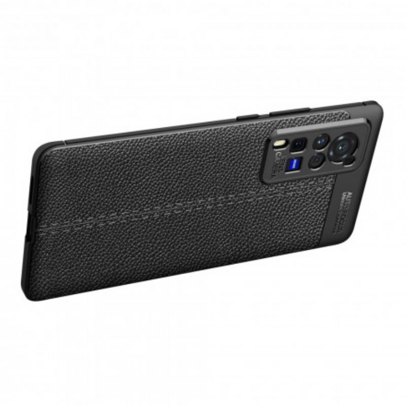 Cover Vivo X60 Pro Dobbelt Linje Litchi Læder Effekt