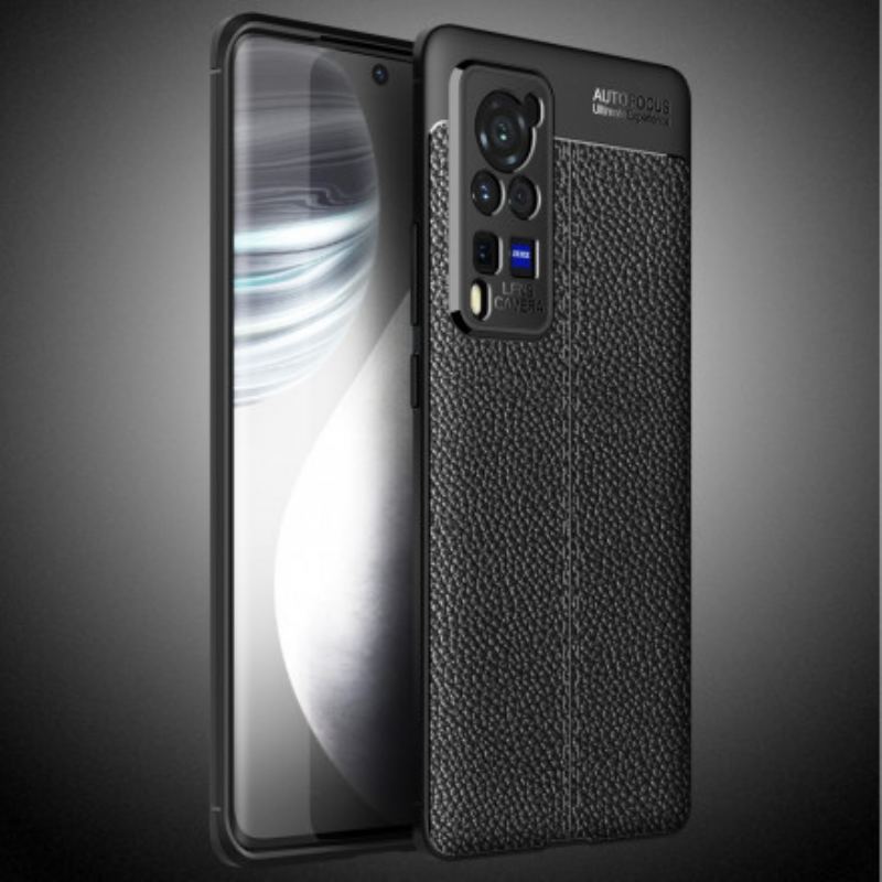 Cover Vivo X60 Pro Dobbelt Linje Litchi Læder Effekt