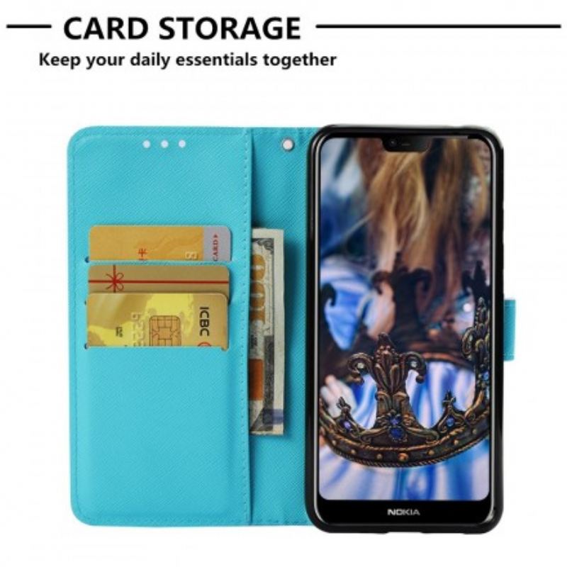 Flip Cover Nokia 7.1 Gyldne Sommerfugle