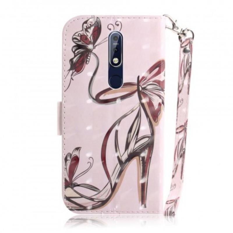 Flip Cover Nokia 7.1 Med Snor Strappy Pumpe