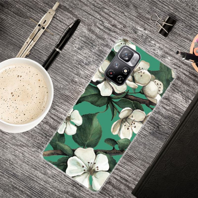 Cover Xiaomi Redmi Note 11 Pro Plus 5G Silikone Hvide Blomster